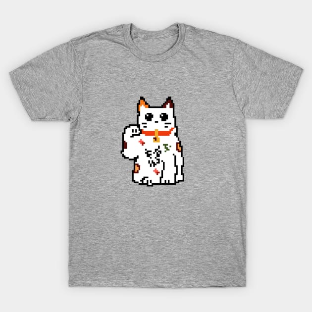 Maneki/Lucky Cat Pixel Art T-Shirt by Neroaida